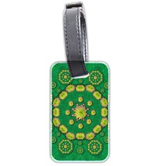 Fauna Bloom Mandalas On Bohemian Green Leaves Luggage Tag (two Sides) by pepitasart