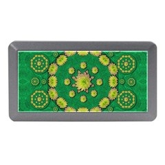 Fauna Bloom Mandalas On Bohemian Green Leaves Memory Card Reader (mini) by pepitasart