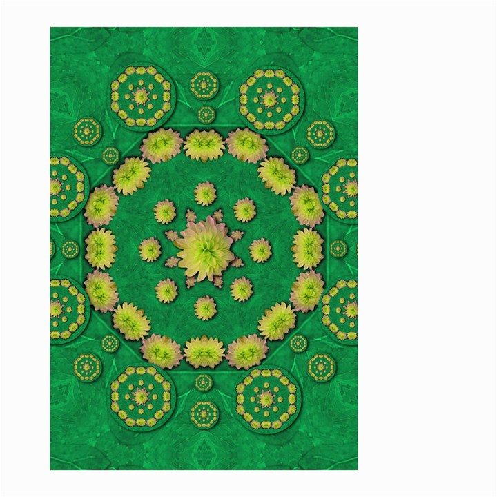 Fauna Bloom Mandalas On Bohemian Green Leaves Small Garden Flag (Two Sides)