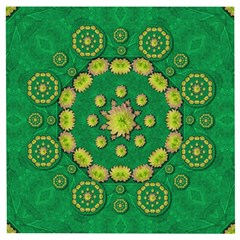 Fauna Bloom Mandalas On Bohemian Green Leaves Wooden Puzzle Square