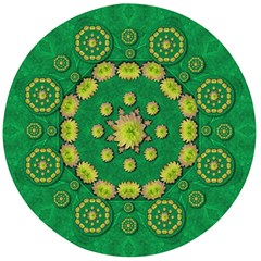 Fauna Bloom Mandalas On Bohemian Green Leaves Wooden Bottle Opener (round) by pepitasart