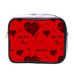 Wonderful Pattern Of Hearts Mini Toiletries Bag (one Side) by FantasyWorld7