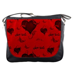 Wonderful Pattern Of Hearts Messenger Bag by FantasyWorld7