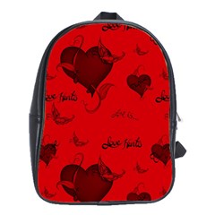 Wonderful Pattern Of Hearts School Bag (xl) by FantasyWorld7