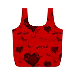 Wonderful Pattern Of Hearts Full Print Recycle Bag (m) by FantasyWorld7