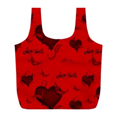 Wonderful Pattern Of Hearts Full Print Recycle Bag (l) by FantasyWorld7