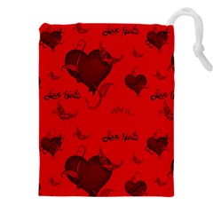 Wonderful Pattern Of Hearts Drawstring Pouch (5xl) by FantasyWorld7