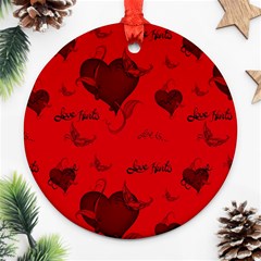 Wonderful Pattern Of Hearts Round Ornament (two Sides) by FantasyWorld7