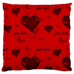 Wonderful Pattern Of Hearts Large Flano Cushion Case (one Side) by FantasyWorld7