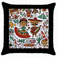 Mexican Symbols Throw Pillow Case (black) by trulycreative