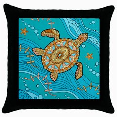 Sea Turtle Doodle Throw Pillow Case (black) by trulycreative