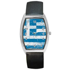 Grunge Flag Of Greece Barrel Style Metal Watch by trulycreative