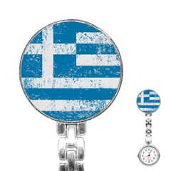 Grunge Flag Of Greece Stainless Steel Nurses Watch by trulycreative