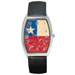 Grunge Flag Of Chile Barrel Style Metal Watch by trulycreative