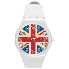 Grunge Flag Union Jack Round Plastic Sport Watch (m) by trulycreative