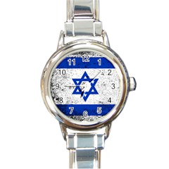 Grunge Flag Of Israel Round Italian Charm Watch by trulycreative