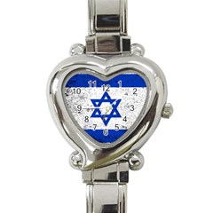 Grunge Flag Of Israel Heart Italian Charm Watch by trulycreative