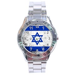 Grunge Flag Of Israel Stainless Steel Analogue Watch by trulycreative