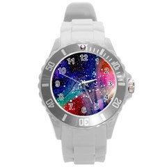 Cosmic Galaxy Stardust Round Plastic Sport Watch (l)