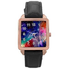 Cosmic Galaxy Stardust Rose Gold Leather Watch  by trulycreative