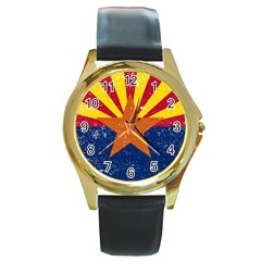 Arizona State Flag Round Gold Metal Watch by trulycreative