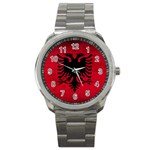 Grunge Flag Of Albania Sport Metal Watch Front