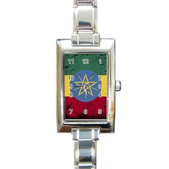 Grunge Flag Of Ethiopia Rectangle Italian Charm Watch by trulycreative