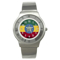 Grunge Flag Of Ethiopia Stainless Steel Watch by trulycreative