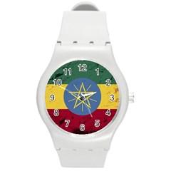 Grunge Flag Of Ethiopia Round Plastic Sport Watch (m) by trulycreative