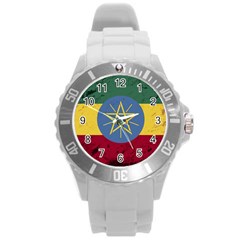 Grunge Flag Of Ethiopia Round Plastic Sport Watch (l) by trulycreative