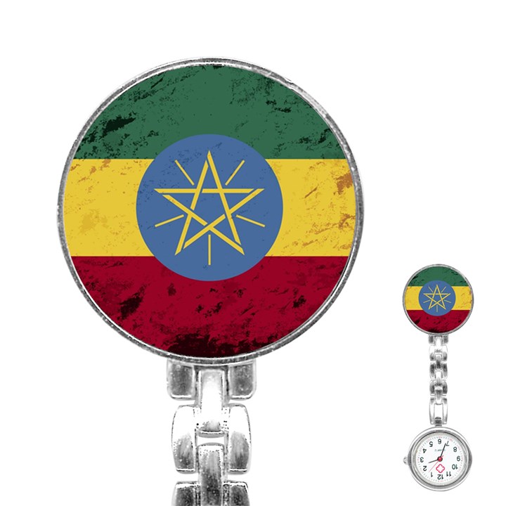 Grunge Flag Of Ethiopia Stainless Steel Nurses Watch