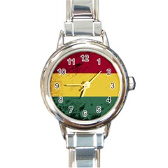 Grunge Flag Of Bolivia Round Italian Charm Watch by trulycreative