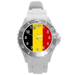 Grunge Flag Of Belgium Round Plastic Sport Watch (l)