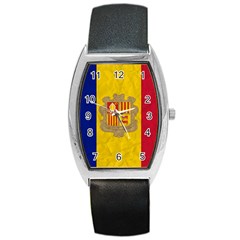 Grunge Flag Of Andorra Barrel Style Metal Watch by trulycreative