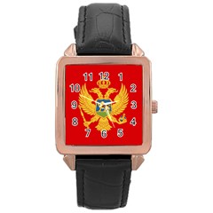 Flag Of Montenegro Rose Gold Leather Watch 