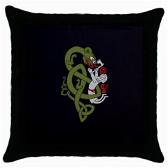 Pepe The Frog Rare Celtic Viking Norse Dragon Pattern Deus Vult Medieval Wojak Crusader Throw Pillow Case (black) by snek