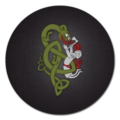 Pepe The Frog Rare Celtic Viking Norse Dragon Pattern Deus Vult Medieval Wojak Crusader Magnet 5  (round) by snek