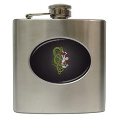 Pepe The Frog Rare Celtic Viking Norse Dragon Pattern Deus Vult Medieval Wojak Crusader Hip Flask (6 Oz) by snek