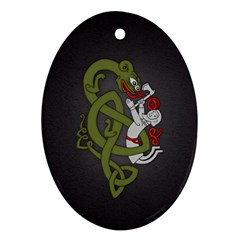 Pepe The Frog Rare Celtic Viking Norse Dragon Pattern Deus Vult Medieval Wojak Crusader Oval Ornament (two Sides) by snek