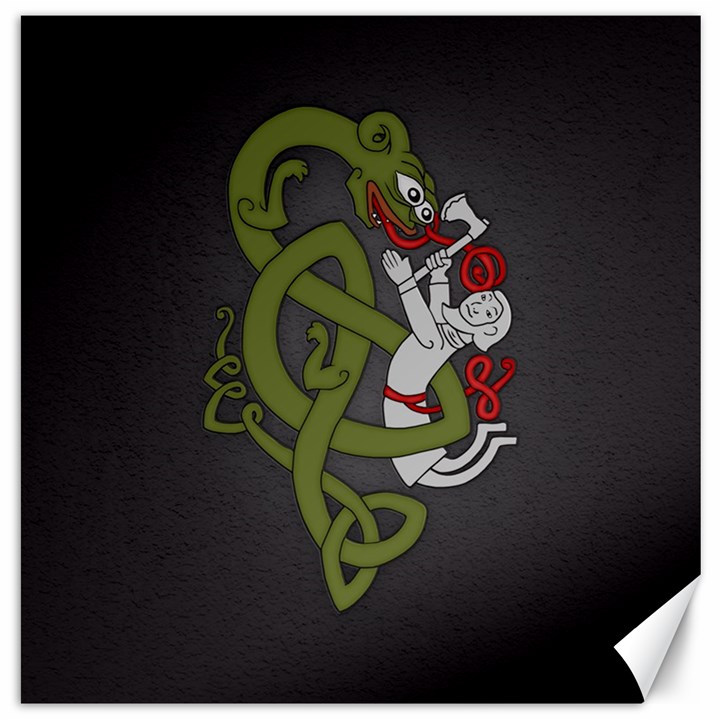 Pepe the Frog Rare Celtic Viking Norse Dragon pattern Deus Vult medieval wojak Crusader Canvas 16  x 16 