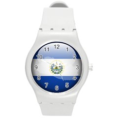 Flag Of El Salvador Round Plastic Sport Watch (m) by trulycreative