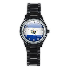 Flag Of El Salvador Stainless Steel Round Watch by trulycreative