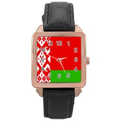 Flag Of Belarus Rose Gold Leather Watch 