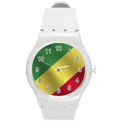 Flag Of The Congo Round Plastic Sport Watch (m) by trulycreative