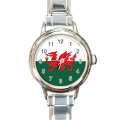 Flag Of Wales Round Italian Charm Watch by trulycreative