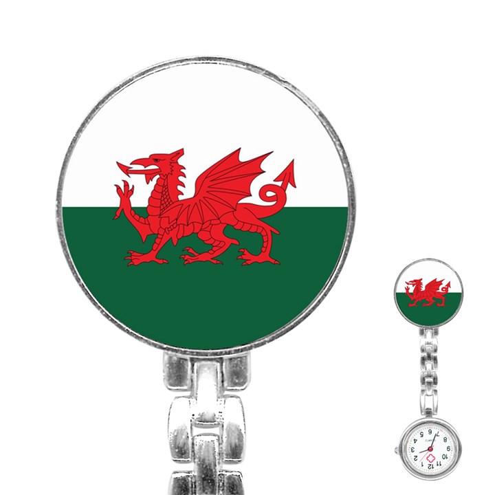 Flag Of Wales Stainless Steel Nurses Watch