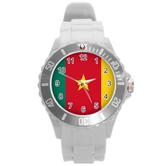 Flag Of Cameroon Round Plastic Sport Watch (l) by trulycreative