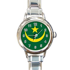 Flag Of Mauritania Round Italian Charm Watch by trulycreative