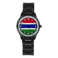 Flag Of The Gambia Stainless Steel Round Watch by trulycreative