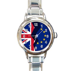 Brexit British Exit Flag Round Italian Charm Watch by trulycreative